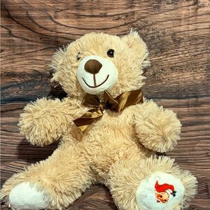 Santa Plush Tan Teddy Bear with Bow